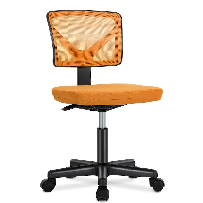 Armless Small Office Desk Chair with Back