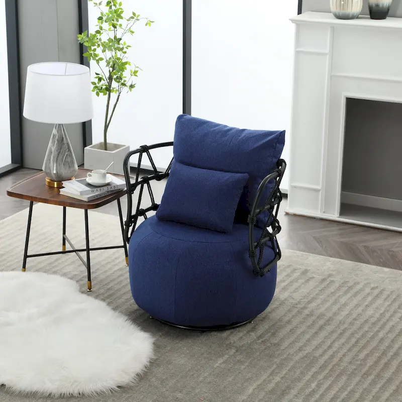 Upholstered Accent Chair with Metal Base