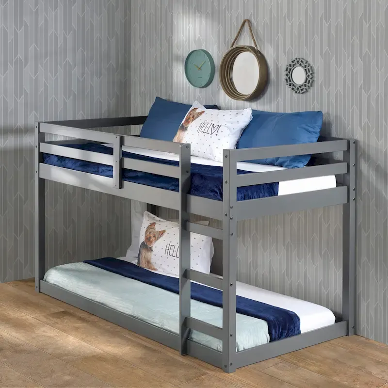 Twin Loft Bed with Slats and Guard Rail