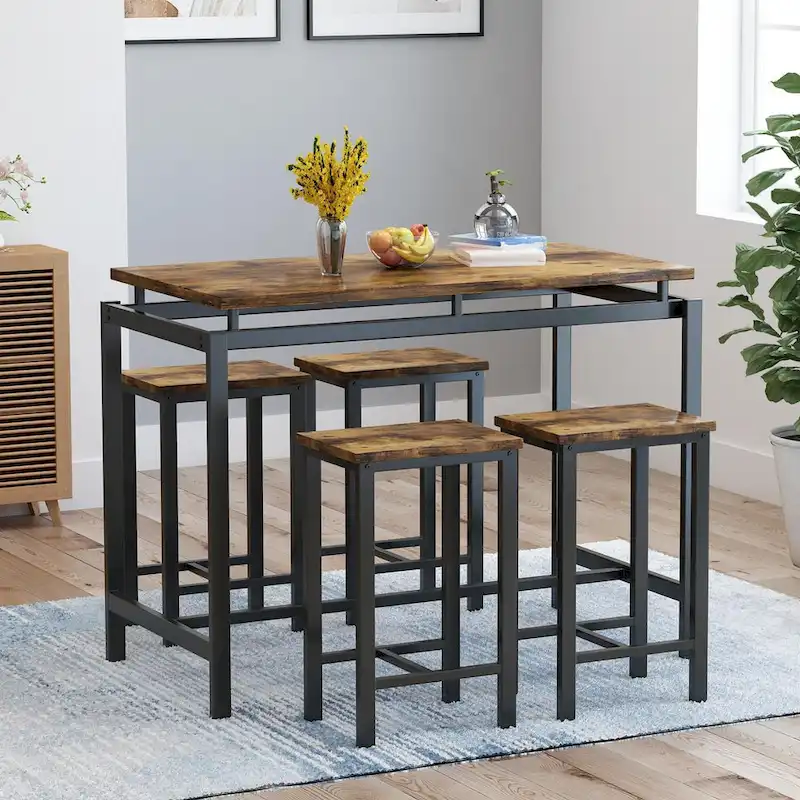 Mieres Modern Farmhouse Counter Height Pub 5-piece Dining Set
