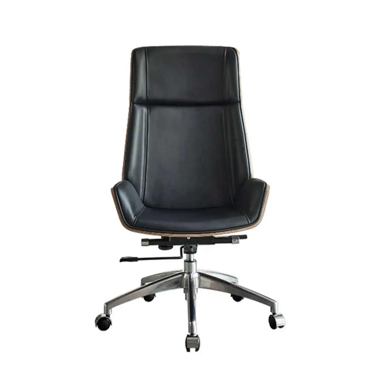 High-Back Black Leather Adjustable Swivel Office Chair