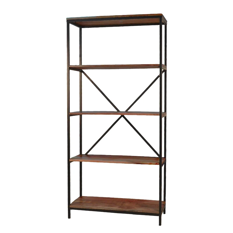 Tall Bookcase 5-Shelf Wooden Bookshelf | Living Room & Home Office Storage | Freestanding