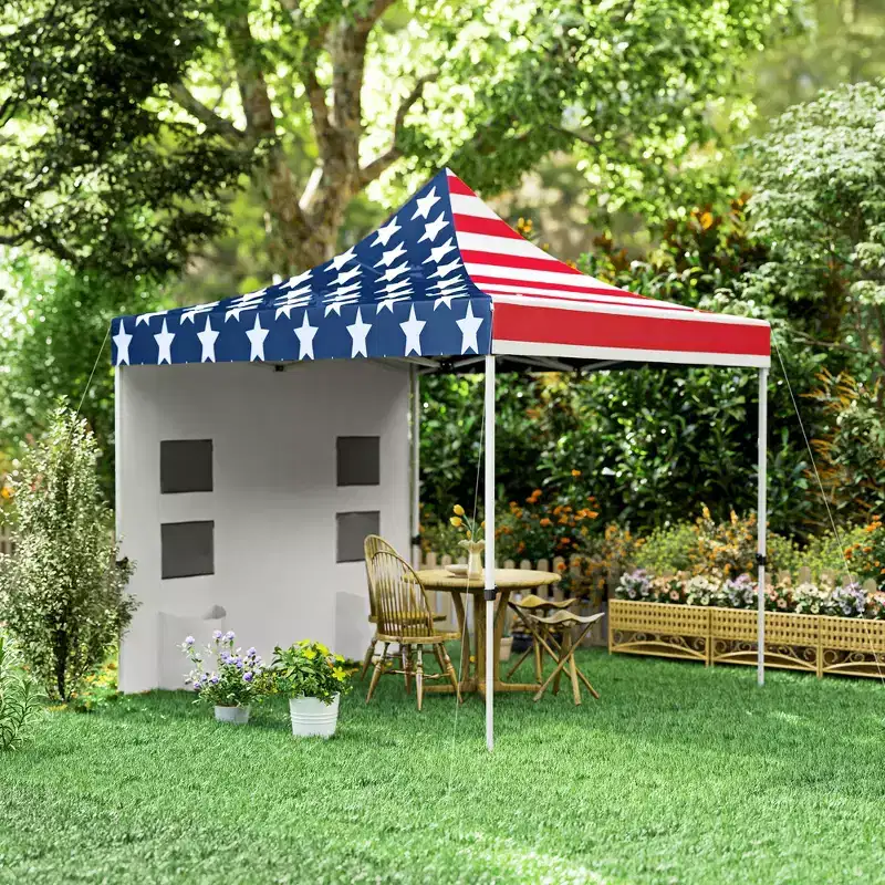 Outsunny 10' x 10' Heavy Duty Pop Up Canopy Tent with Sidewall, UPF50+ Instant Sun Shelter
