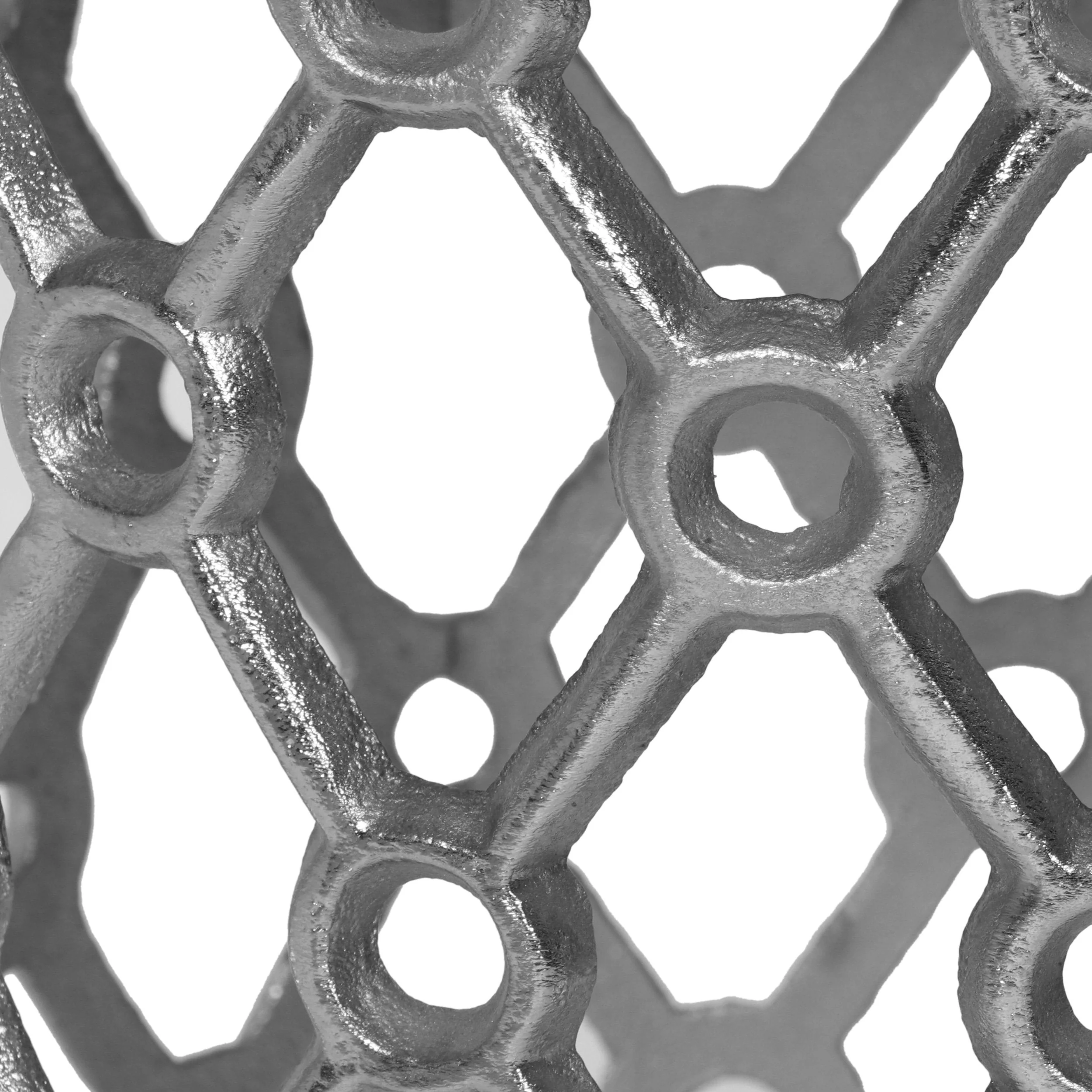 Modern Glam Handcrafted Marble Top Aluminum Side Table, Nickel and White - NH527413