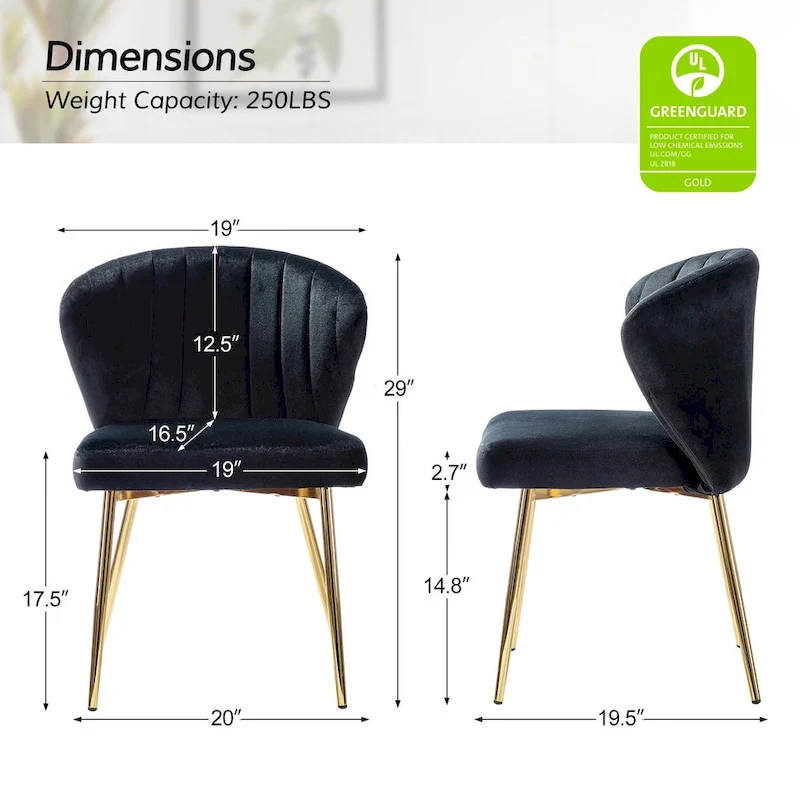 Luna Modern Glam Upholstered Tufted Back Side Accent Dining Chair with Small Base by HULALA HOME