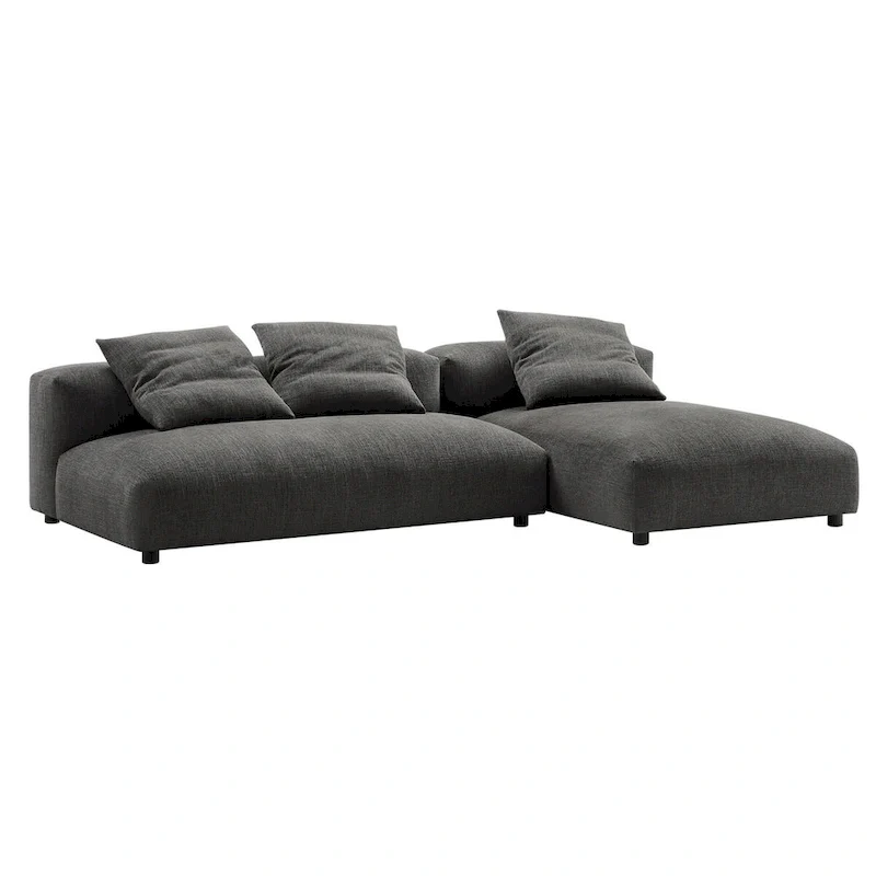 Solace 2-Piece Modular Upholstered Fabric Sectional Sofa With Chaise