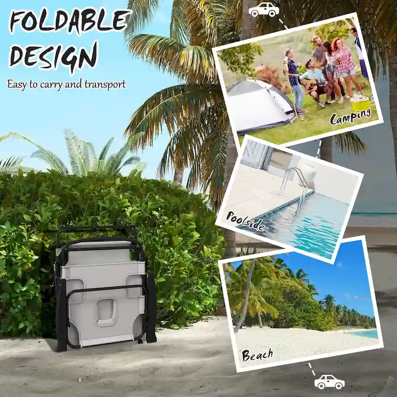 Tanning Chaise Lounge Chair, 4-Position Beach Chair With Face & Arm Holes, Pillow Headrest