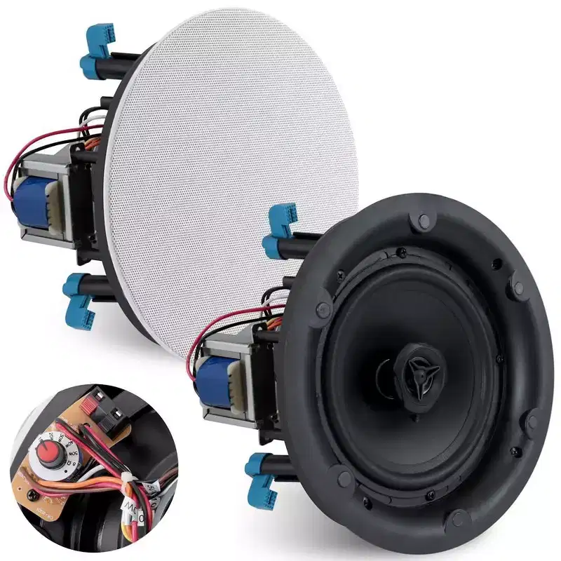 Pyle PDIC8LT 8 In-Wall / In-Ceiling Speaker with 70V Transformer, Magnetic Grill, 600W MAX Power  Black