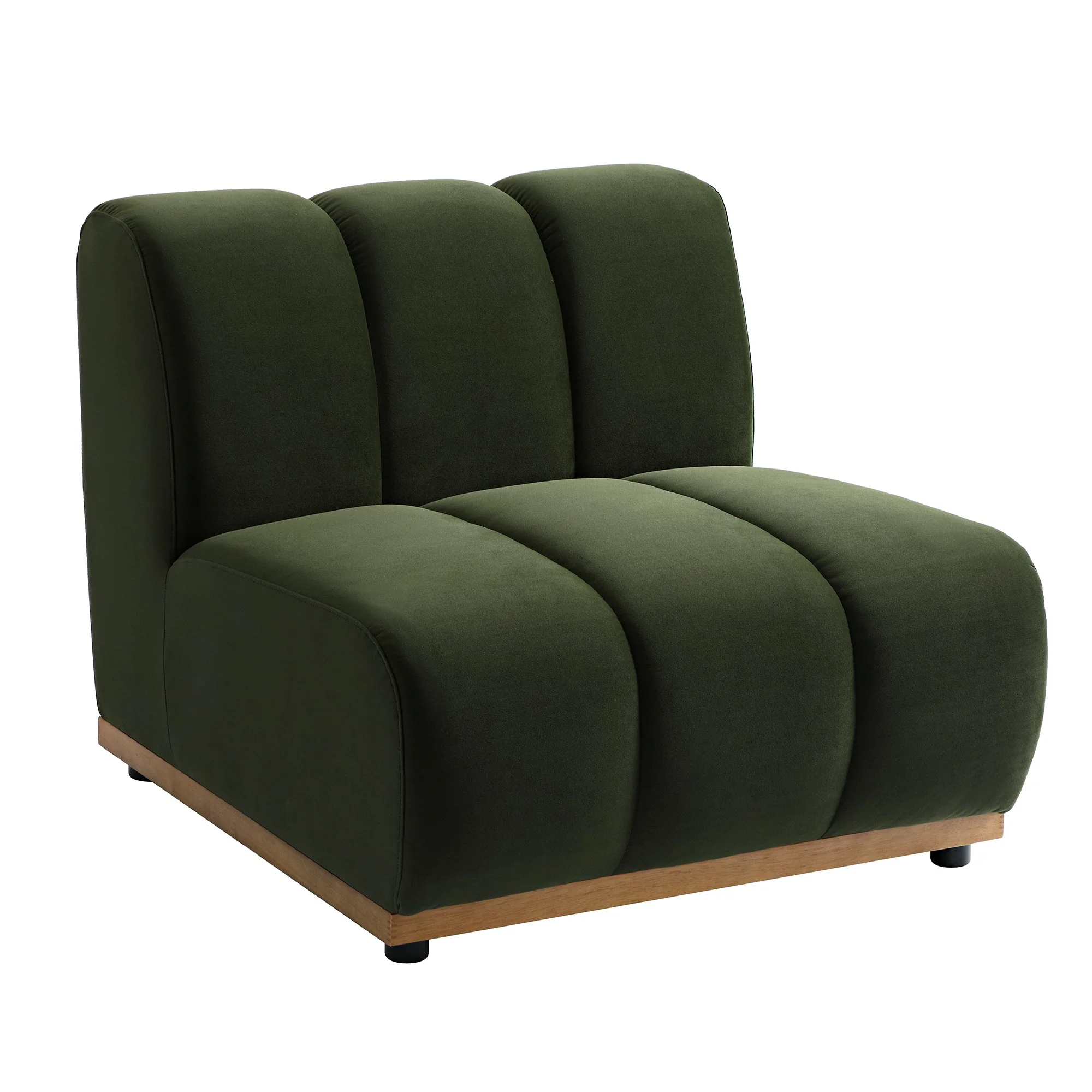 Moss Green Sectional Sofa, 1-Seater Armless Sofa
