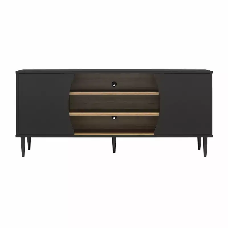 Delmar Media Console for TVs up to 65, Black and Natural