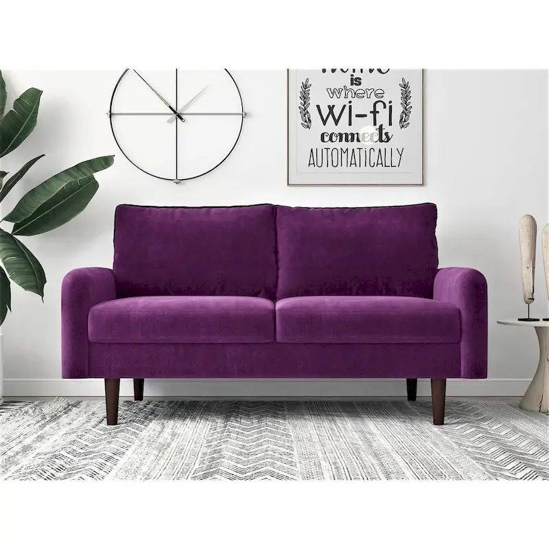 Velvet 2-Seater Loveseat with Tapered Legs