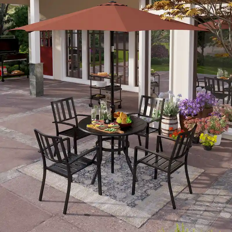 MAISON ARTS 5/6-Piece Patio E-Coating & Stackable Dining Set