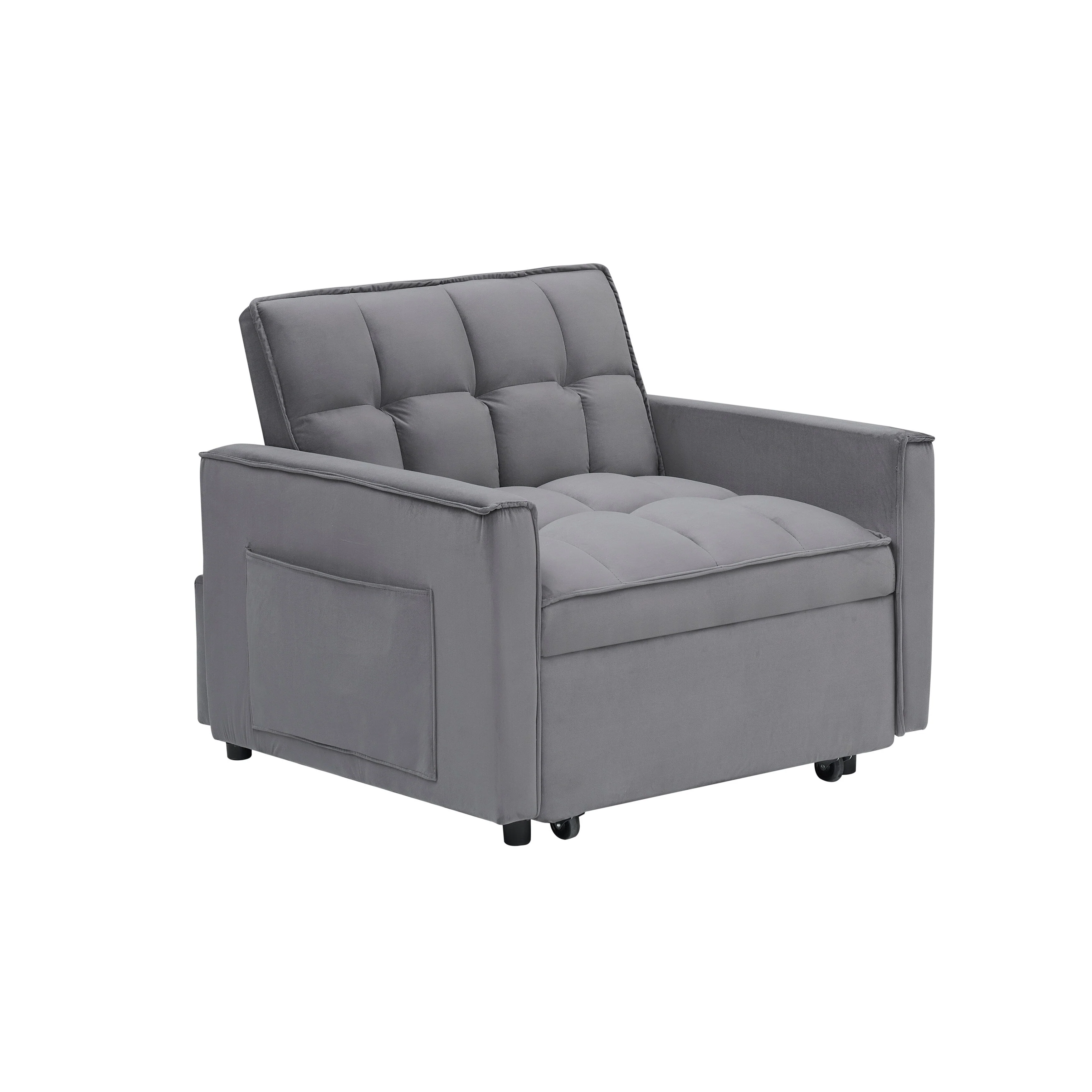 Convertible Sofa Bed with Adjustable Back and Wheel