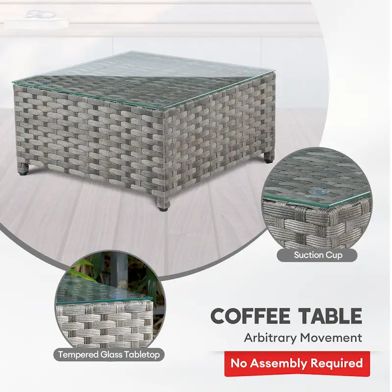 XIZZI 6-piece Patio Wicker Furniture Set with Coffee Table