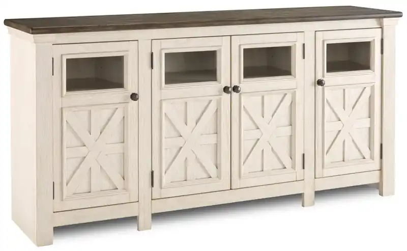 Bolanburg 75 Rustic TV Stand with Storage and Cable Management for TVs up to 85- Antique White