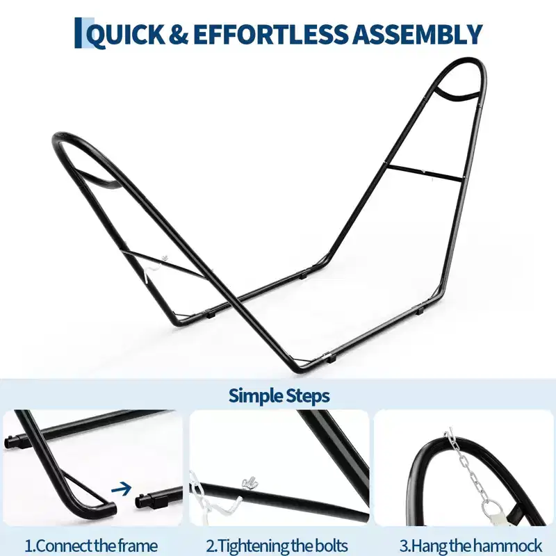 Universal Double Hammock Stand with 550-Pound Weight Capacity  Heavy-Duty Outdoor Hammock Stand  Fits 9 to 14 Foot Long Hammocks  Black Finish