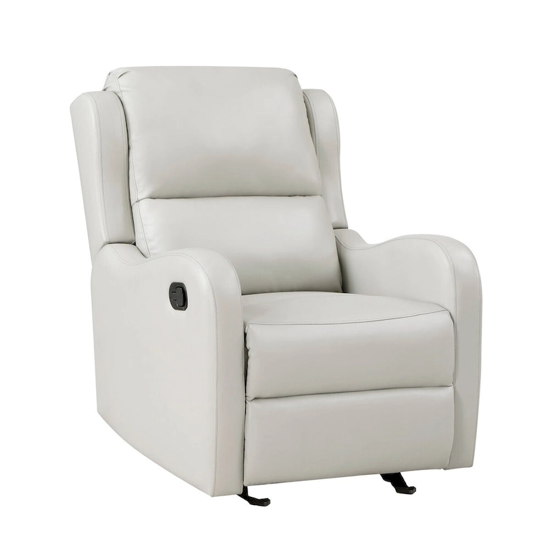 Kim 39 Inch Glider Manual Recliner Chair, Off White Faux Leather