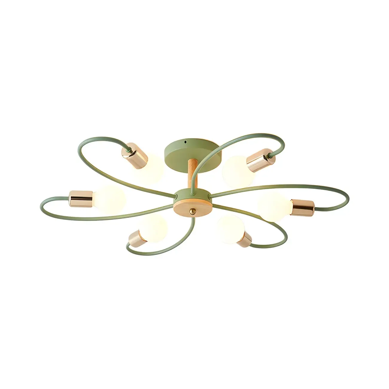 Modern Green Curved Sputnik Semi Flush Mount Ceiling Light