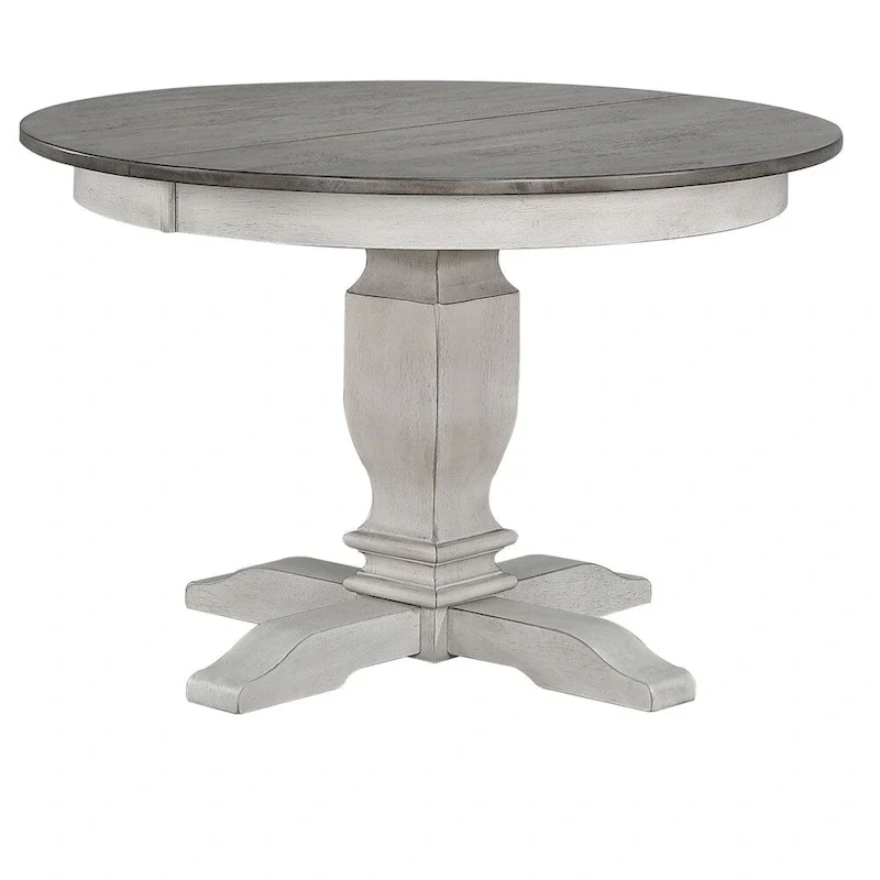5-Piece Transitional Dining Set, Rubberwood, Ash Grey and Stormy White