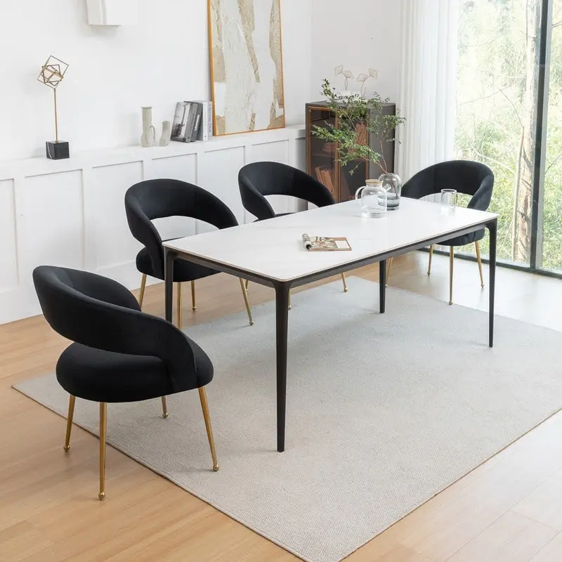 SEYNAR Mid Century Modern Velvet Upolstered Open-Back Dining Chair Set of 4