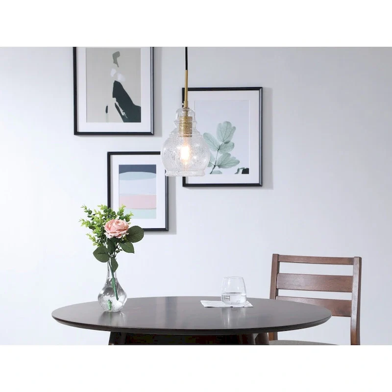 Adelee 6.25-Inch 1-Light Clear Seeded Glass Pendant