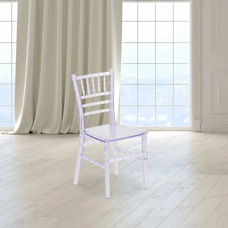 Clear/White/Pink Resin Chiavari Chair, Stackable, for Kids (Set of 10)