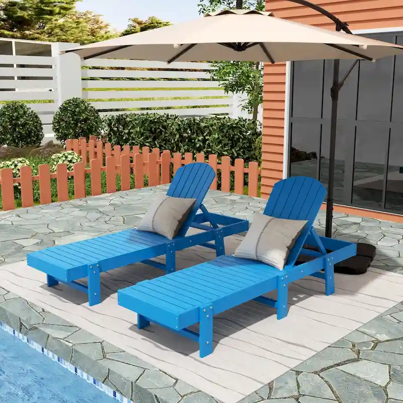 Polytrends Altura Armless Poly Eco-Friendly All Weather Reclining Chaise Lounge (Set of 2)