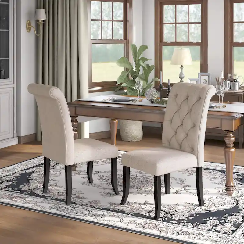 Sheila Rustic Farmhouse Tufted Fabric Dining Chairs (Set of 2) by Furniture of America