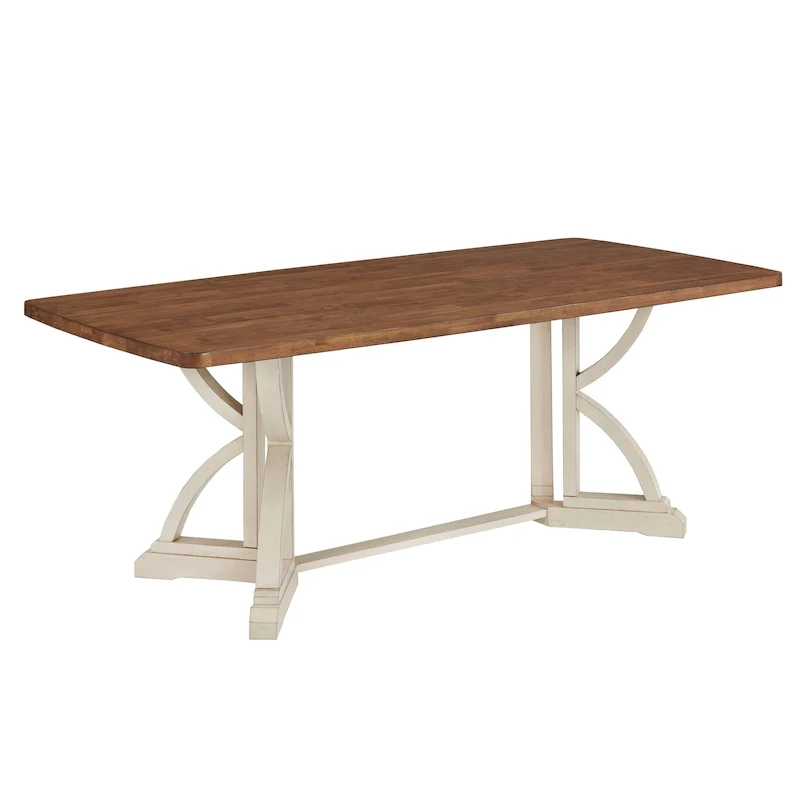 Eleanor 78-inch Oak Top Dining Table with Interlocking Base