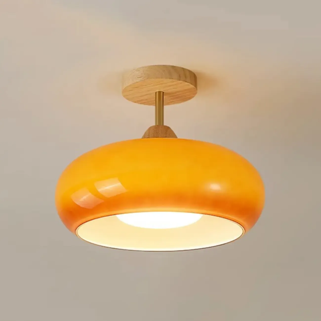 Modern Mini Semi Flush Mount Ceiling Light with Drum Shape