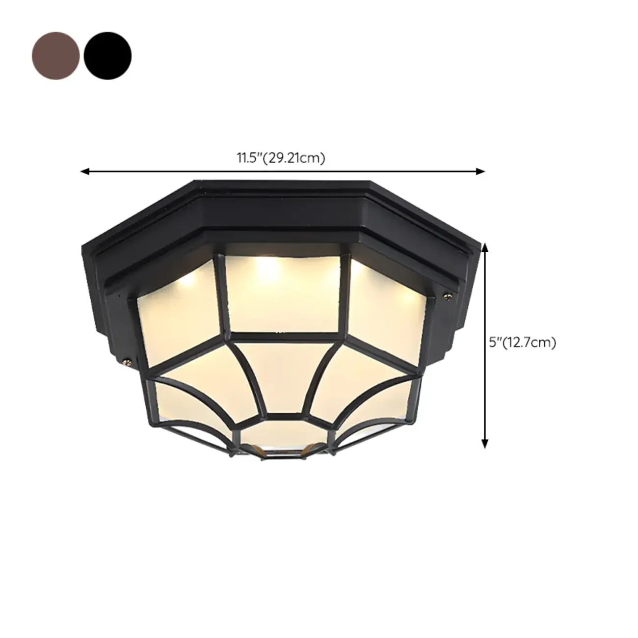 Industrial Black Round Metal LED Flush Ceiling Light