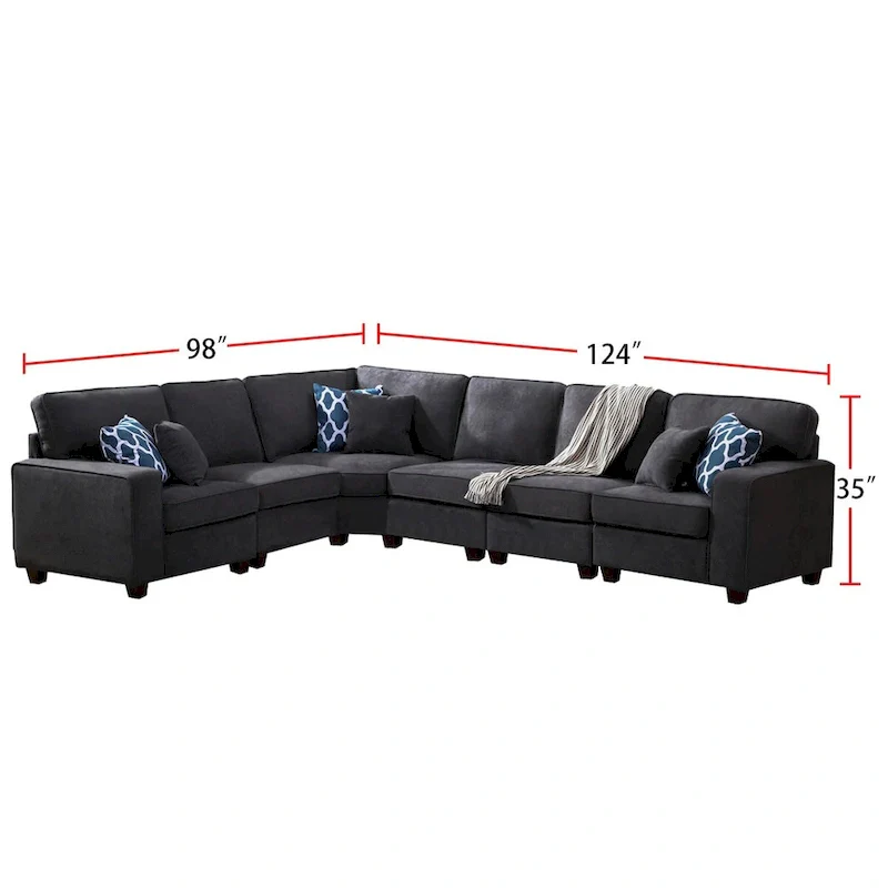 7 Piece Modular L-Shape Sectional Sofa with Ottoman