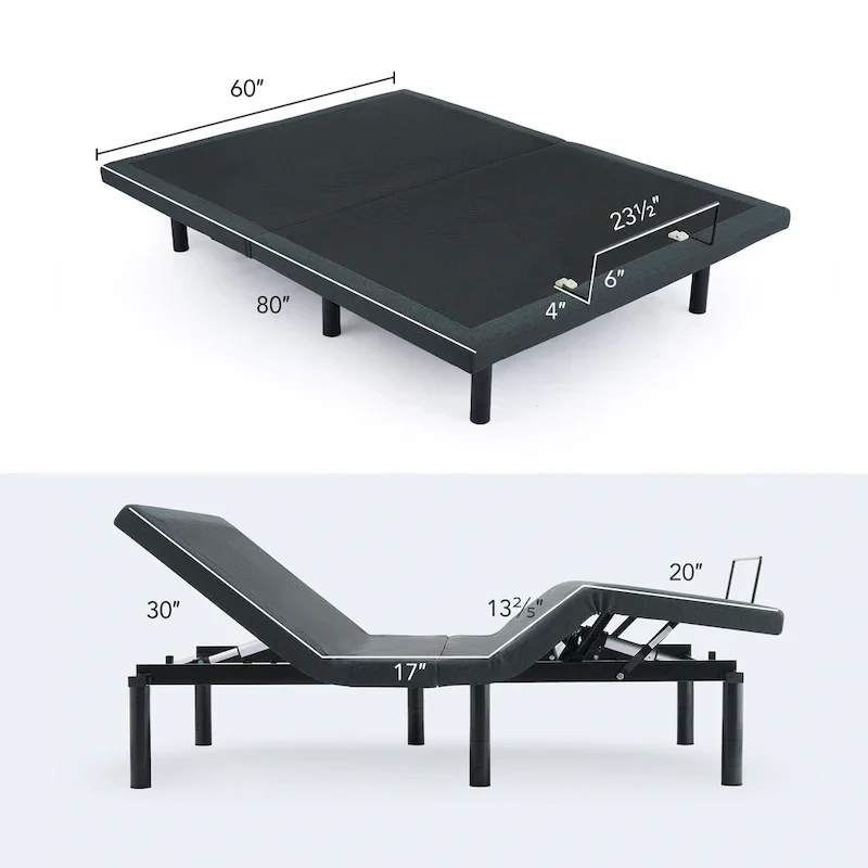 Massaging Zero Gravity Adjustable Bed with Wireless Remote and Underbed Lighting