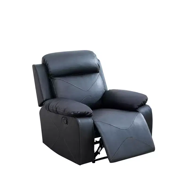MAYEERTY Recliner Chair, Breathable Leather Reclining Chair with Adjustable Backrest for Living Room, Black