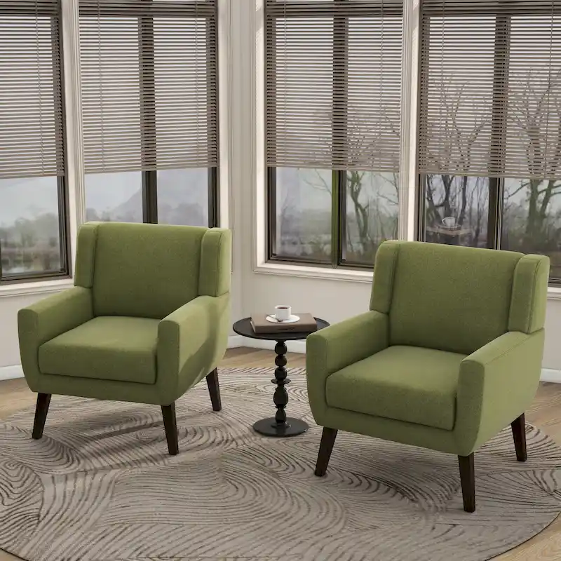 Wingback Accent Chair Set of 2 - Polyester Upholstered