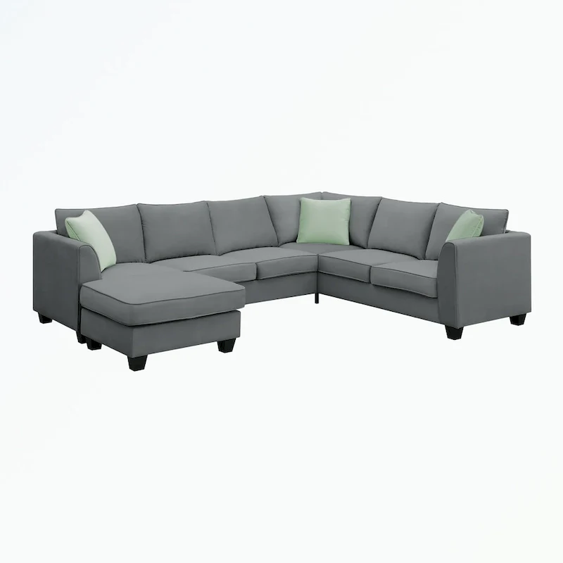 Modular Sectional Sofa with Ottoman and 3 Pillows