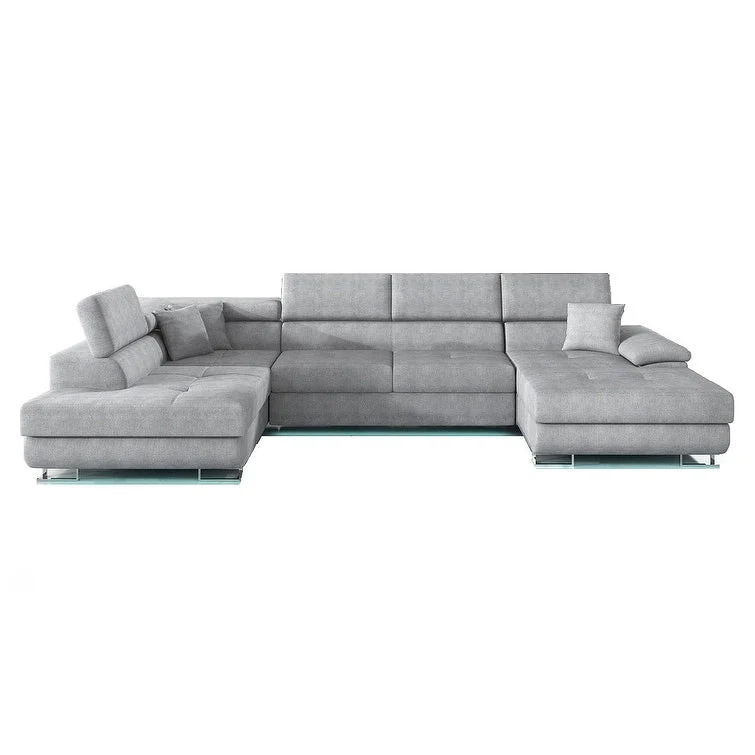Sectional Sleeper Sofa with LED Lights and Storage