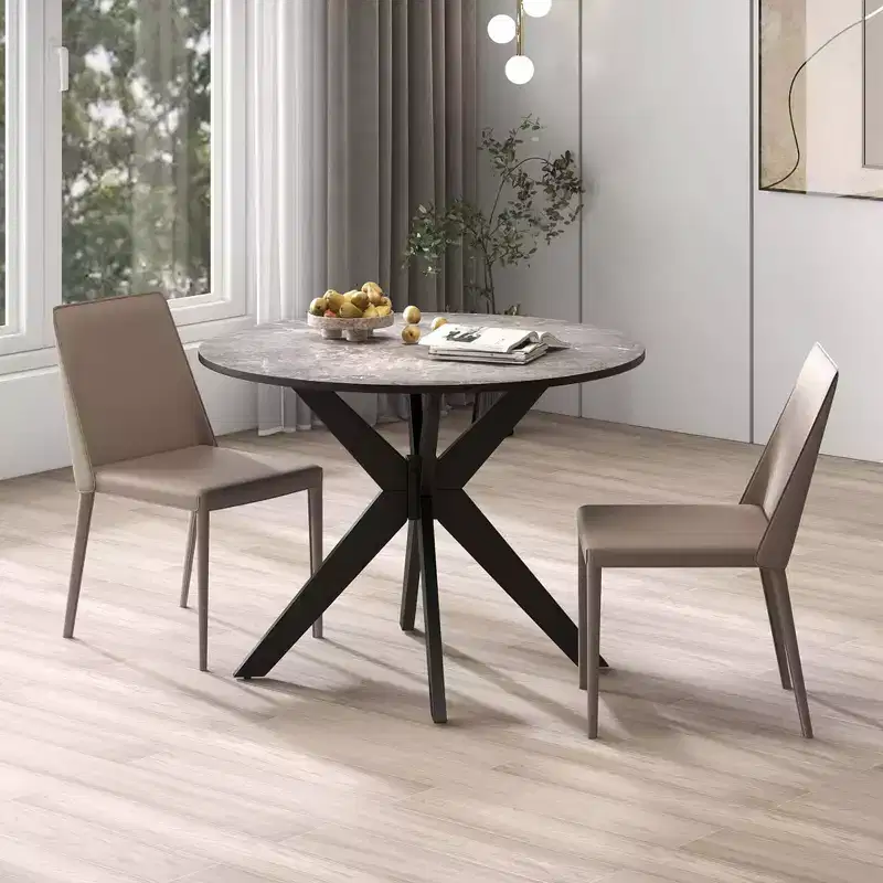 Costway Round Dining Table 36 Faux Marble Tabletop Rubber Wood Legs Kitchen White/Black
