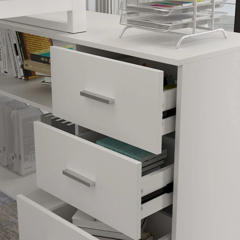 Timechee 55-inch L Shaped Office Computer Desk w/ Drawers