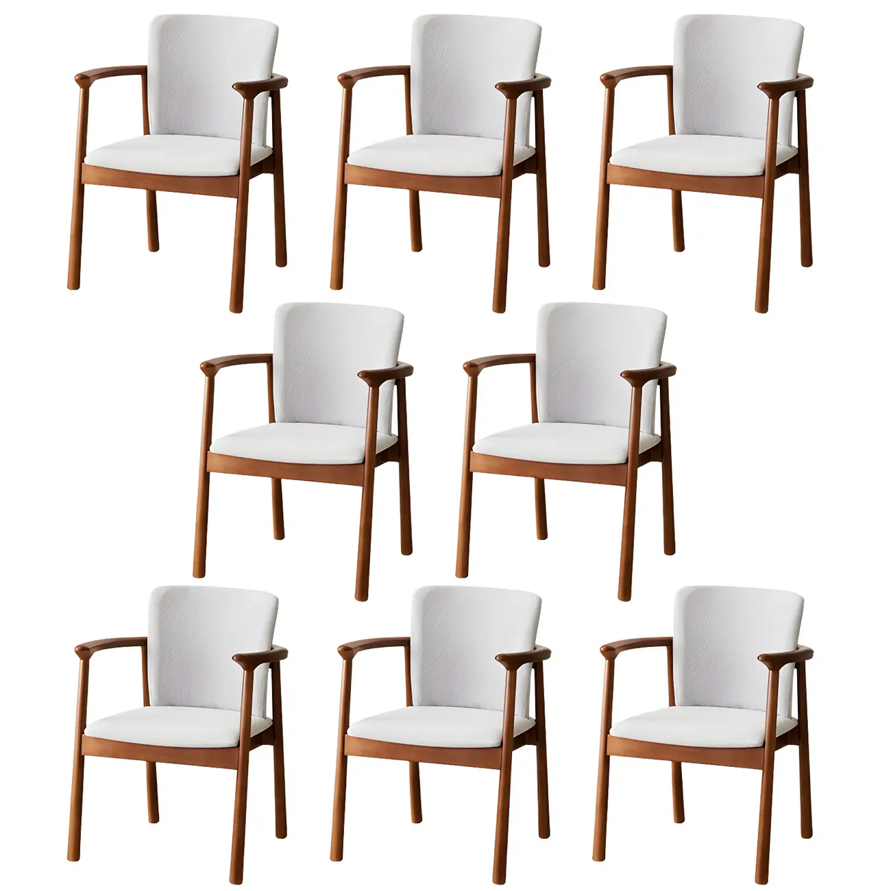 Modern Upholstered Rubberwood Arm Dining Chair Set of 2