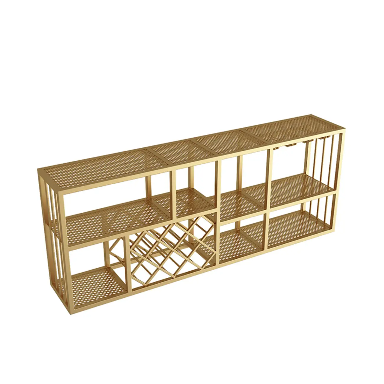 Lavish Metal Wall Hanging Open Wine Bottle and Wine Glass Holder