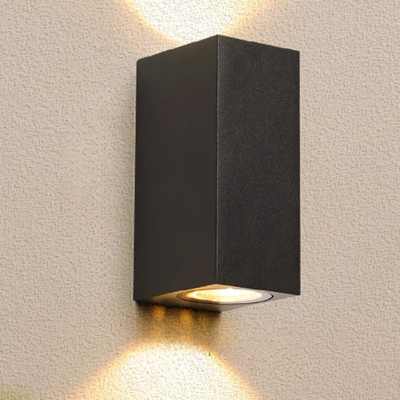 Outdoor Minimalist Round 2-Light Black LED Wall Sconce Light