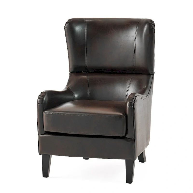 27  High Back Accent Chair with Wing Back and Birch Legs