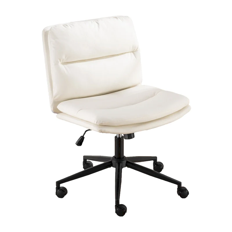Roundhill Bizerte Adjustable Swivel Criss Cross Chair, Wide Seat Office Chair Vanity Chair