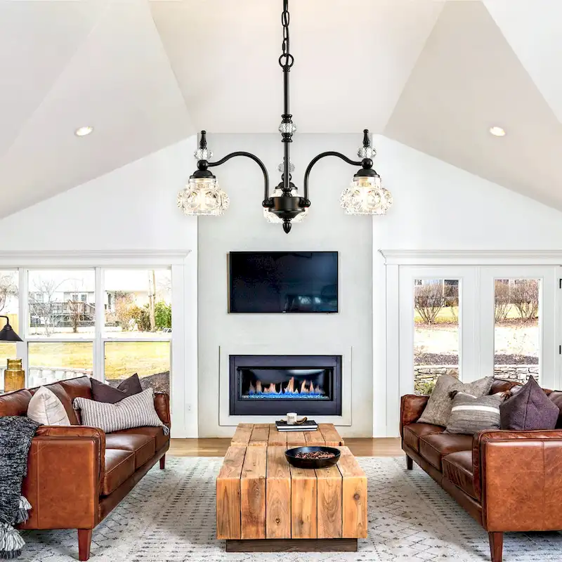 Modern 3-Light Pendant Lights with Crystal Glass Shade