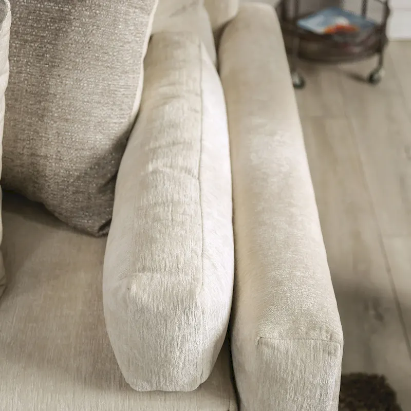 Breward Transitional Beige Chenille Upholstered Sofa with Pillows by Furniture of America