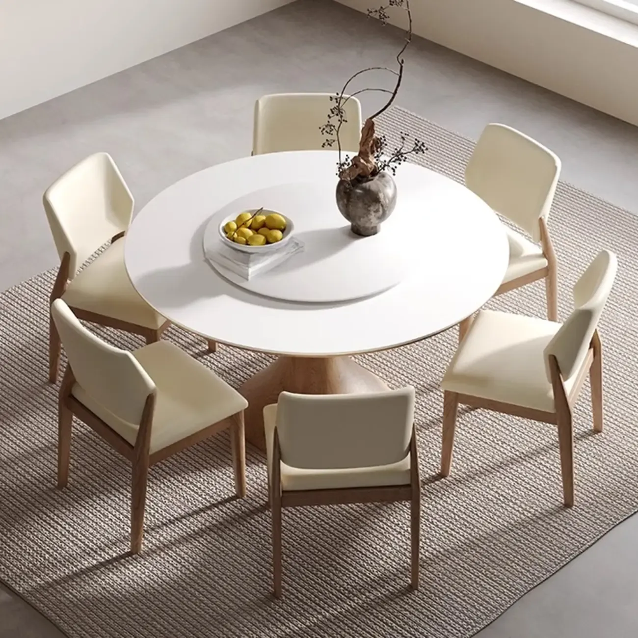 Modern White Stone Round Dining Table
