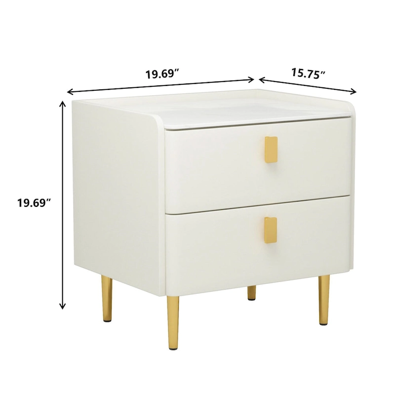 Modern Luxury 2-drawer Faux Leather Bedroom Nightstand