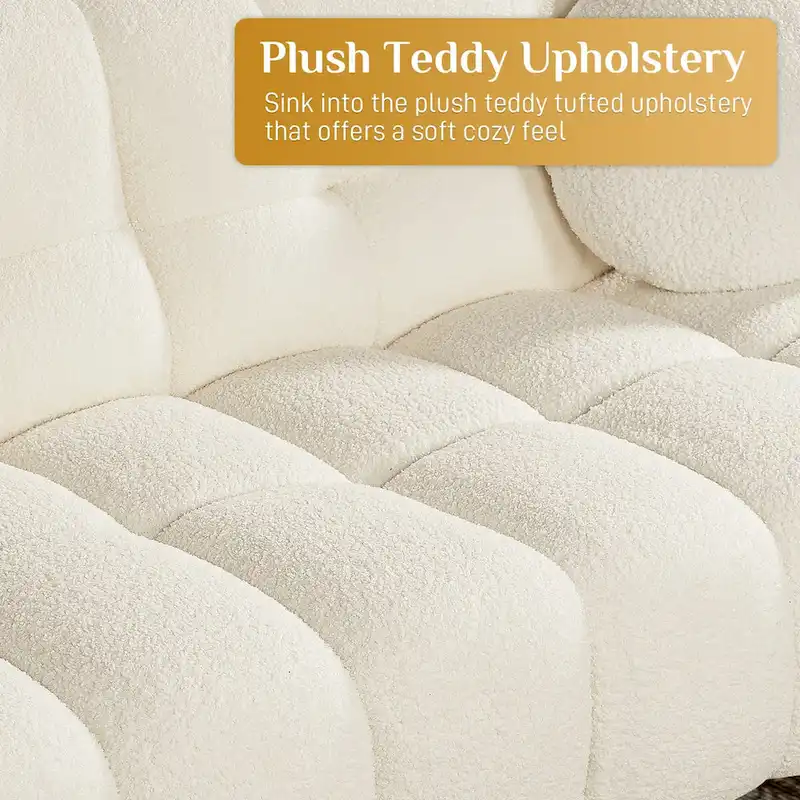 Teddy Boucle 2-Seat Cloud Deep Seat Sofa Couch for Living Room, Bedroom