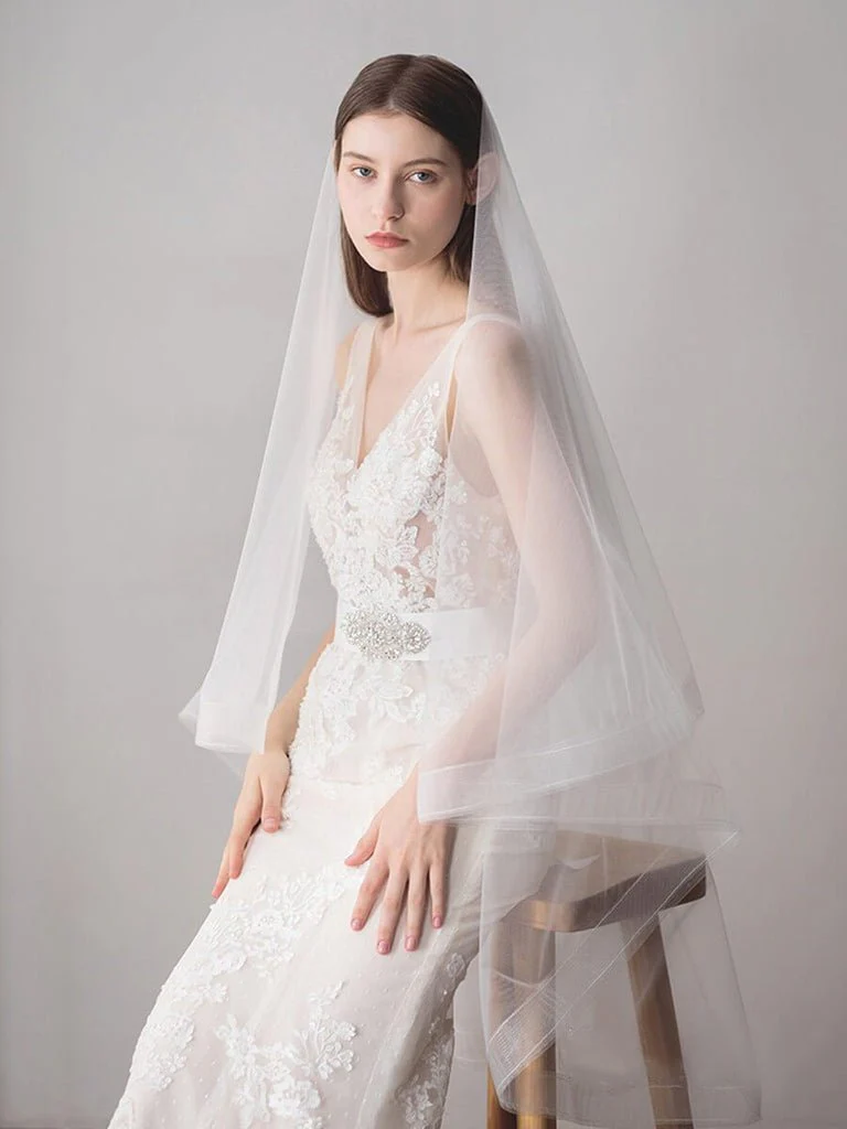 Two-Layers Ivory Tulle Knee Length Wedding Veils